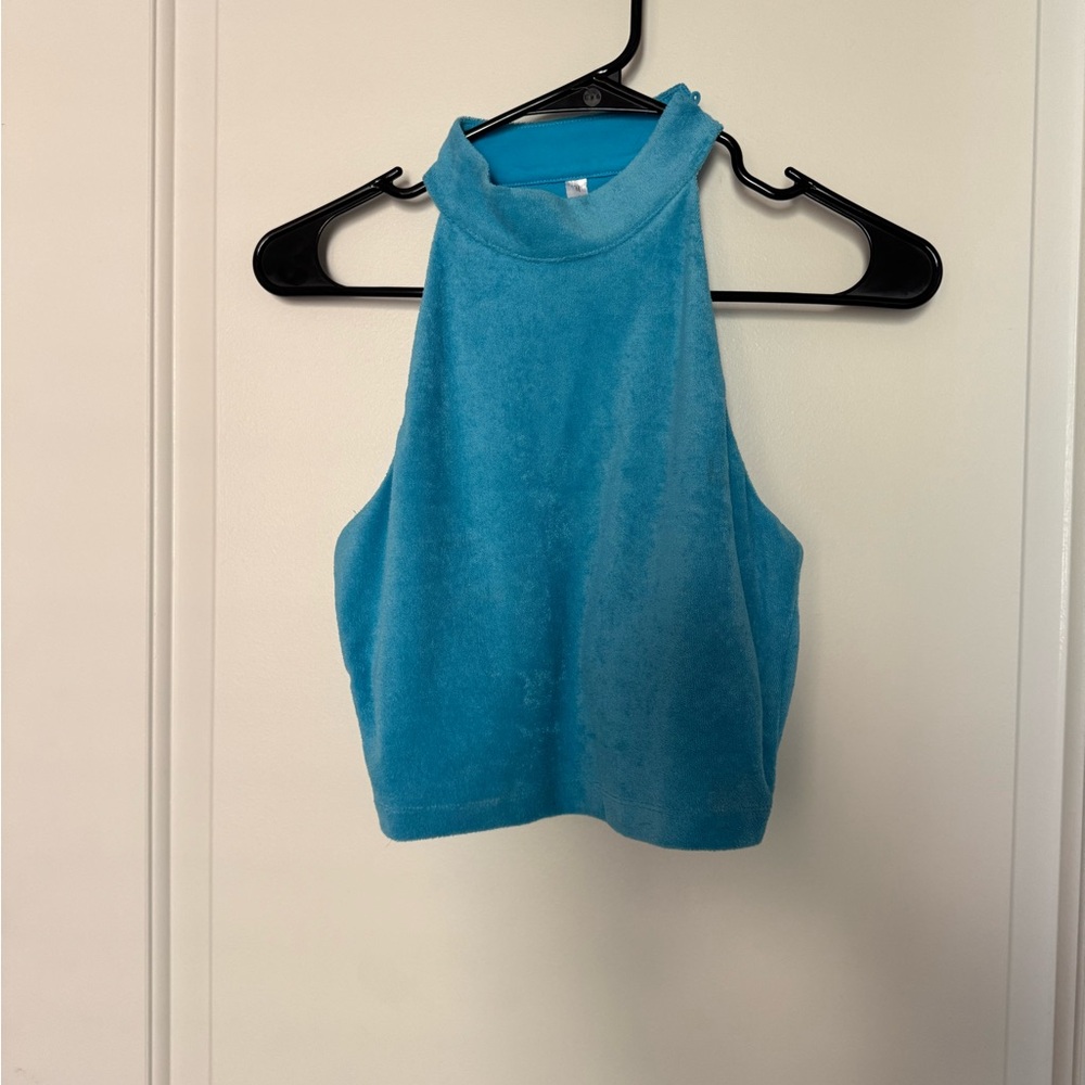 Fabletics Blue Sleeveless Crop Tank Top